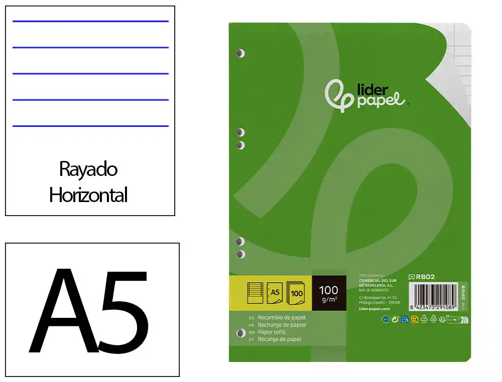 Recarga A5 Pautado Liderpapel 100fls