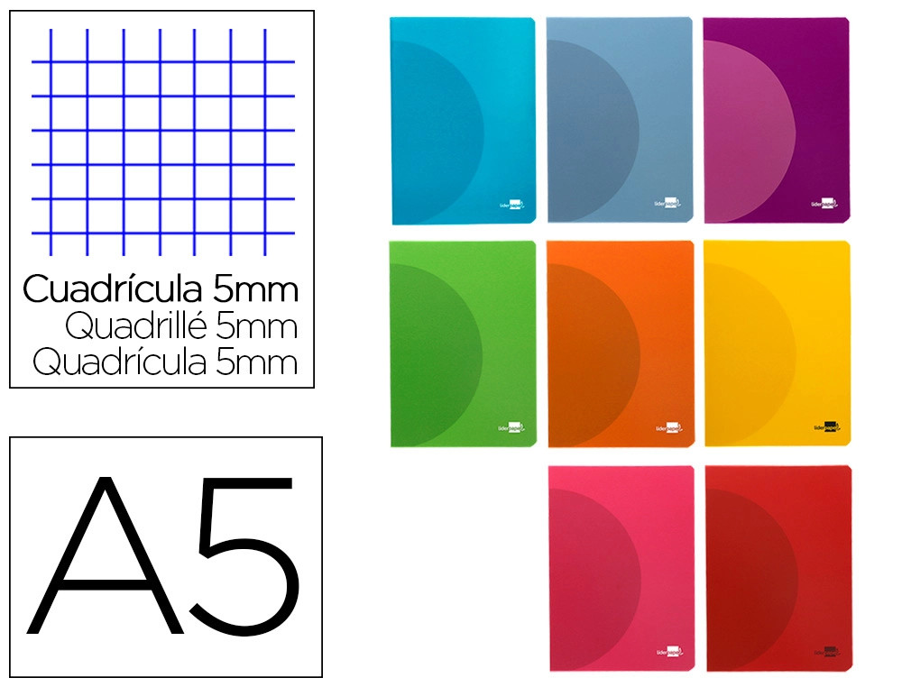 Caderno Agrafado Plástico Liderpapel A5 Quadriculado